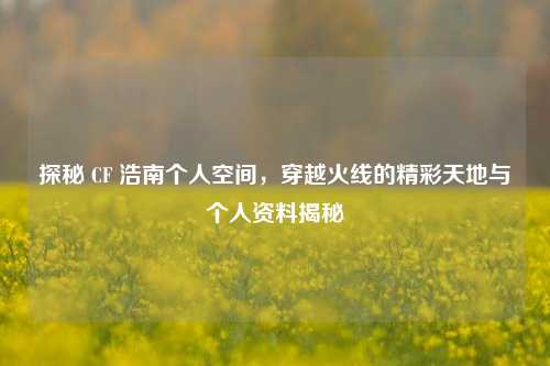 探秘 CF 浩南个人空间,穿越火线的精彩天地与个人资料揭秘