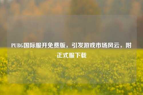 PUBG国际服开免费版,引发游戏市场风云,附正式服下载