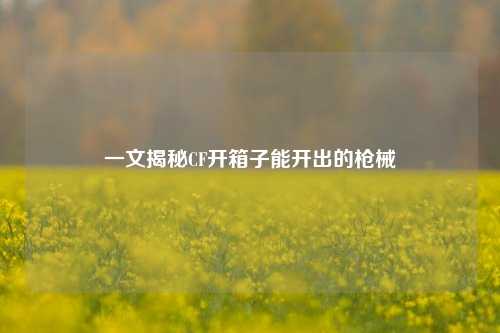 一文揭秘CF开箱子能开出的枪械