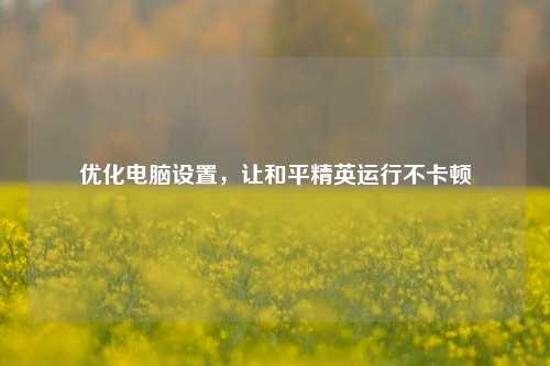 优化电脑设置，让和平精英运行不卡顿