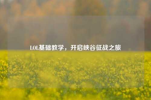 LOL基础教学,开启峡谷征战之旅