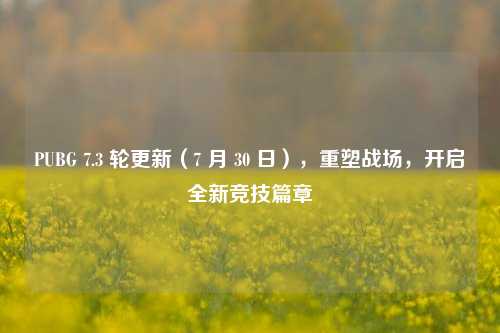 PUBG 7.3 轮更新（7 月 30 日），重塑战场，开启全新竞技篇章