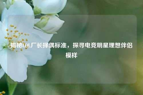 揭秘LOL厂长择偶标准，探寻电竞明星理想伴侣模样