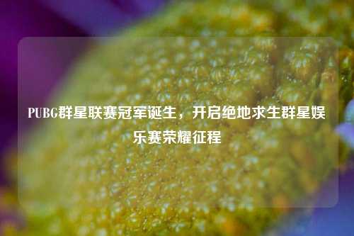 PUBG群星联赛冠军诞生，开启绝地求生群星娱乐赛荣耀征程