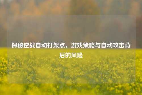 探秘逆战自动打架点,游戏策略与自动攻击背后的风险