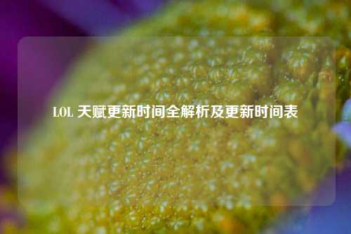 LOL 天赋更新时间全解析及更新时间表