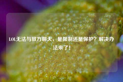 LOL无法与敌方聊天,是限制还是保护?解决办法来了!