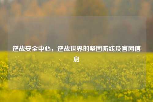 逆战安全中心,逆战世界的坚固防线及官网信息