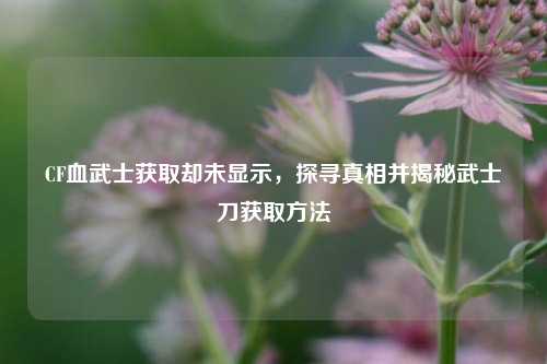 CF血武士获取却未显示,探寻真相并揭秘武士刀获取方法