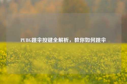 PUBG跳伞按键全解析,教你如何跳伞