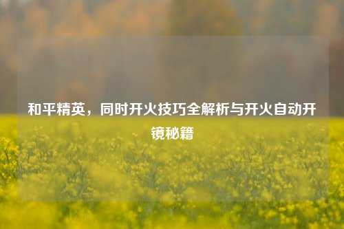 和平精英,同时开火技巧全解析与开火自动开镜秘籍