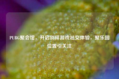 PUBG聚会馆,开启别样游戏社交体验,聚乐园位置引关注