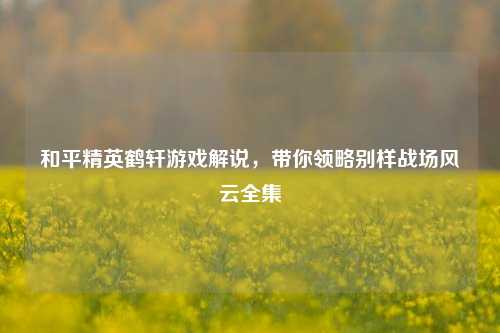 和平精英鹤轩游戏解说，带你领略别样战场风云全集