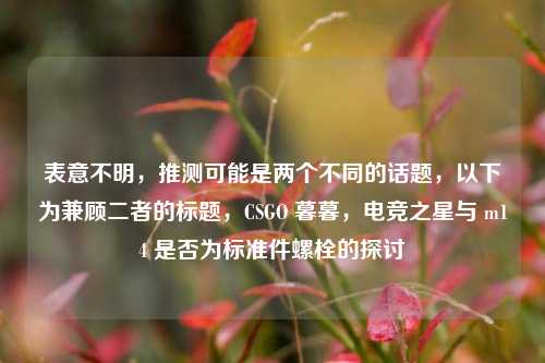 表意不明,推测可能是两个不同的话题,以下为兼顾二者的标题,CSGO 暮暮,电竞之星与 m14 是否为标准件螺栓的探讨