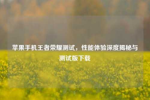 苹果手机王者荣耀测试,性能体验深度揭秘与测试版下载