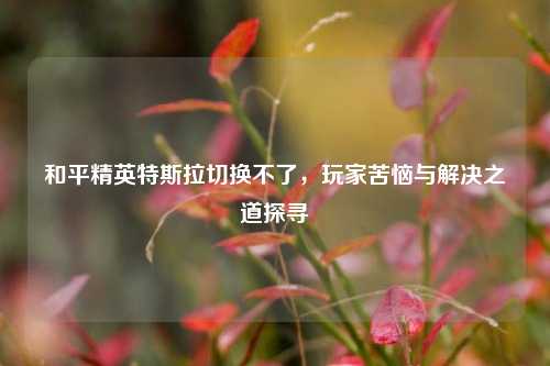 和平精英特斯拉切换不了，玩家苦恼与解决之道探寻