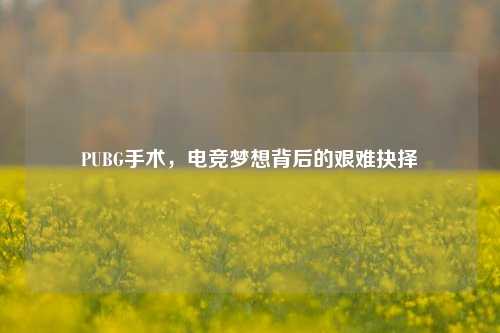 PUBG手术,电竞梦想背后的艰难抉择