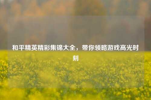 和平精英精彩集锦大全，带你领略游戏高光时刻