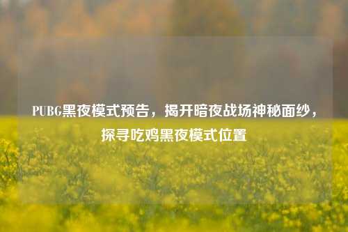 PUBG黑夜模式预告，揭开暗夜战场神秘面纱，探寻吃鸡黑夜模式位置