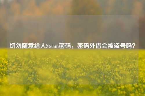 切勿随意给人Steam密码,密码外借会被盗号吗?