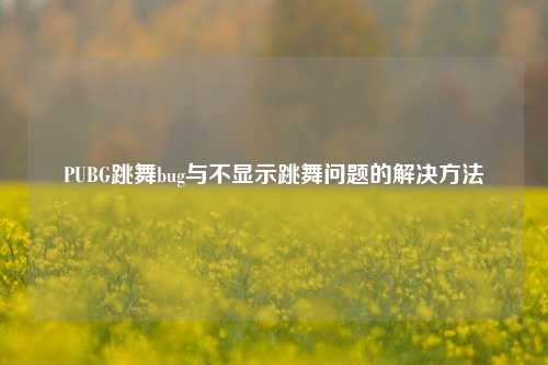 PUBG跳舞bug与不显示跳舞问题的解决方法