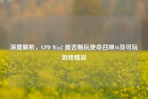 深度解析，GPD Win2 能否畅玩使命召唤16及可玩游戏情况