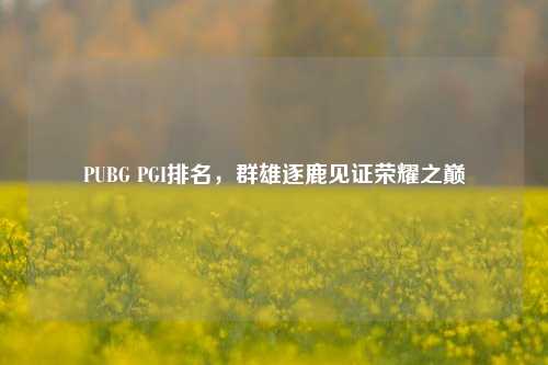 PUBG PGI排名，群雄逐鹿见证荣耀之巅