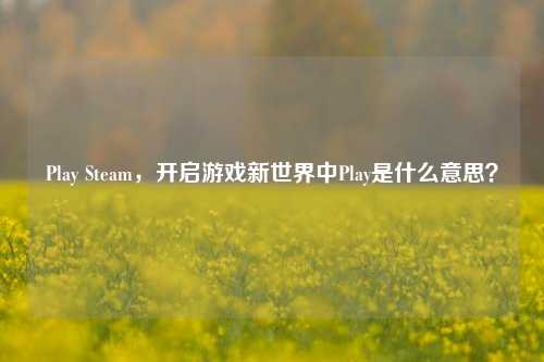 Play Steam,开启游戏新世界中Play是什么意思?