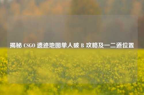 揭秘 CSGO 遗迹地图单人破 B 攻略及一二道位置
