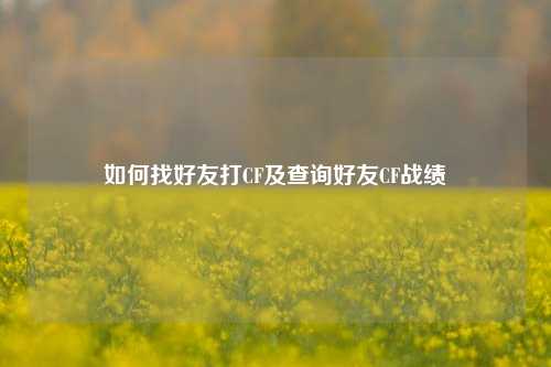 如何找好友打CF及查询好友CF战绩
