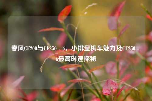 春风CF200与CF250 - 6,小排量机车魅力及CF250 - 6最高时速探秘