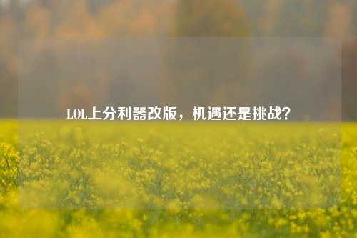 LOL上分利器改版，机遇还是挑战？
