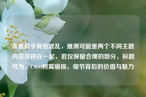 表意似乎有些混乱，推测可能是两个不同主题内容误拼在一起，若仅保留合理的部分，标题可为，CSGO树篱磨损，细节背后的价值与魅力