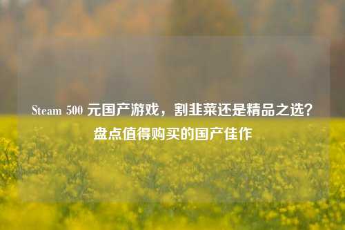 Steam 500 元国产游戏,割韭菜还是精品之选?盘点值得购买的国产佳作