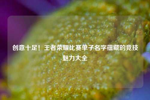 创意十足!王者荣耀比赛单子名字蕴藏的竞技魅力大全