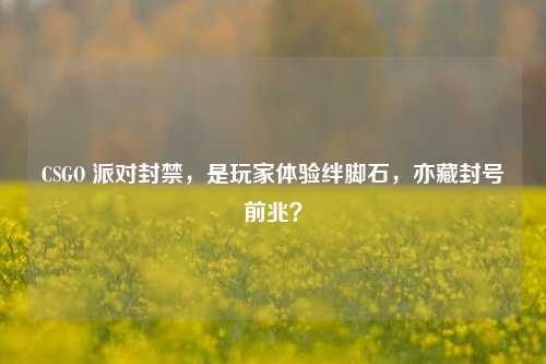 CSGO 派对封禁,是玩家体验绊脚石,亦藏封号前兆?