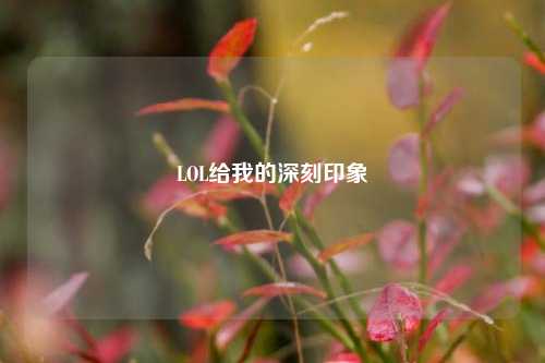 LOL给我的深刻印象