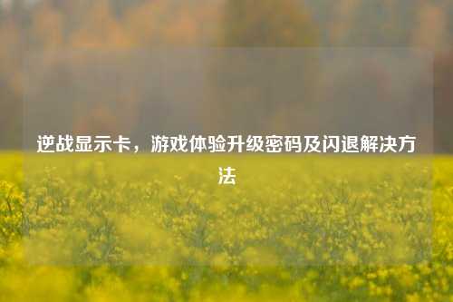 逆战显示卡,游戏体验升级密码及闪退解决方法