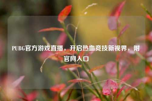 PUBG官方游戏直播,开启热血竞技新视界,附官网入口