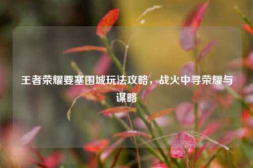 王者荣耀要塞围城玩法攻略,战火中寻荣耀与谋略