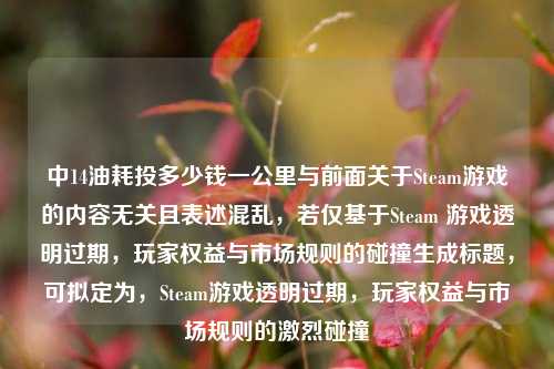 中14油耗投多少钱一公里与前面关于Steam游戏的内容无关且表述混乱，若仅基于Steam 游戏透明过期，玩家权益与市场规则的碰撞生成标题，可拟定为，Steam游戏透明过期，玩家权益与市场规则的激烈碰撞