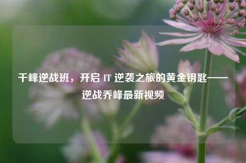 千峰逆战班,开启 IT 逆袭之旅的黄金钥匙——逆战乔峰最新视频