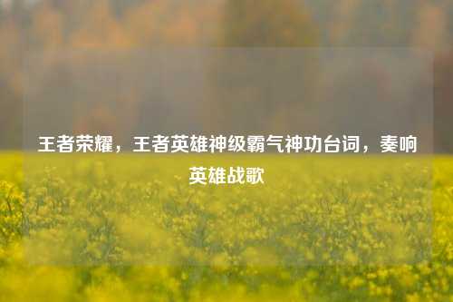 王者荣耀,王者英雄神级霸气神功台词,奏响英雄战歌