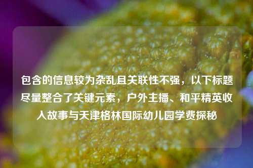 包含的信息较为杂乱且关联性不强，以下标题尽量整合了关键元素，户外主播、和平精英收入故事与天津格林国际幼儿园学费探秘