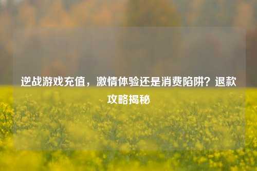 逆战游戏充值,激情体验还是消费陷阱?退款攻略揭秘