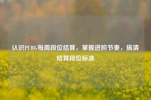认识PUBG每周段位结算,掌握进阶节奏,搞清结算段位标准