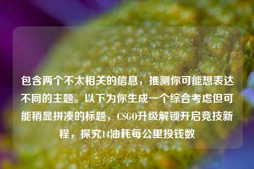 包含两个不太相关的信息,推测你可能想表达不同的主题。以下为你生成一个综合考虑但可能稍显拼凑的标题,CSGO升级解锁开启竞技新程,探究14油耗每公里投钱数