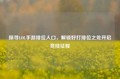 探寻LOL手游排位入口,解锁好打排位之处开启竞技征程