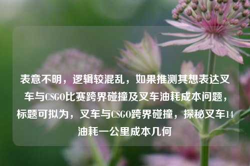 表意不明,逻辑较混乱,如果推测其想表达叉车与CSGO比赛跨界碰撞及叉车油耗成本问题,标题可拟为,叉车与CSGO跨界碰撞,探秘叉车14油耗一公里成本几何