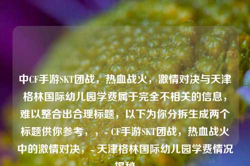 中CF手游SKT团战，热血战火，激情对决与天津格林国际幼儿园学费属于完全不相关的信息，难以整合出合理标题，以下为你分拆生成两个标题供你参考，，- CF手游SKT团战，热血战火中的激情对决，- 天津格林国际幼儿园学费情况揭秘